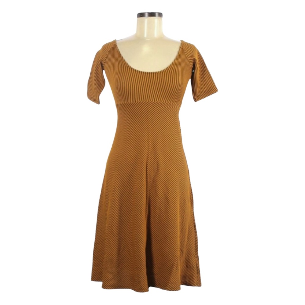 Zara Collection Fit & Flare Golden Stripe Dress Size S